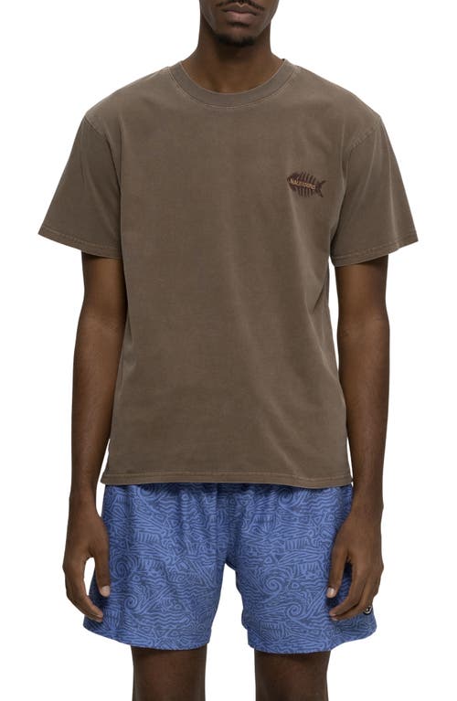 Maui And Sons Maui & Sons Sultan Sea Pigment Dye Graphic T-shirt In Brown