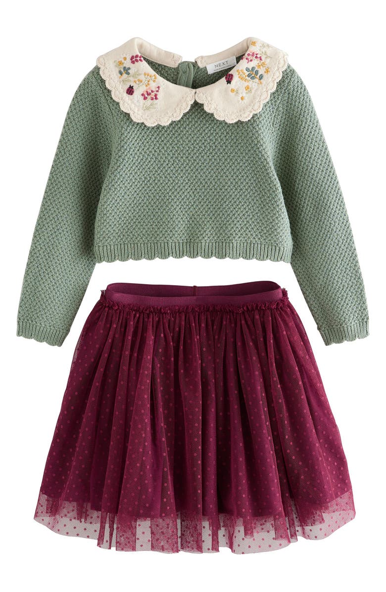 NEXT Kids' Stripe Sweater & Tutu Skirt Set, Main, color, Multi