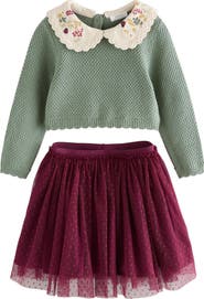 NEXT Kids' Stripe Sweater & Tutu Skirt Set