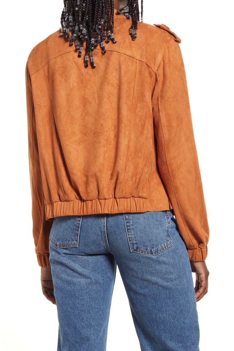 Faux Suede Moto Bomber, Alternate, color, RUSTY RIVETS