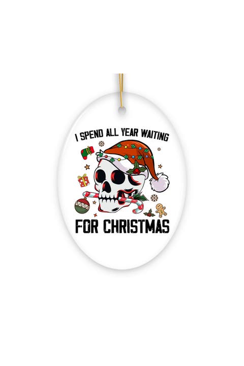 Waiting For Christmas Festive Skull Ornament