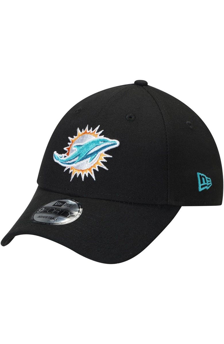 New Era Men's New Era Black Miami Dolphins The League 9FORTY Adjustable Hat, Main, color,
