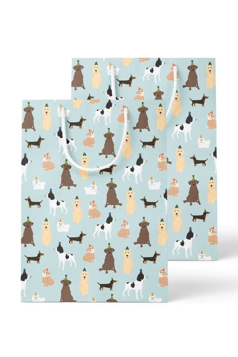 Party Dogs Gift Bags for Dog Lover Birthday Celebration Party Gift Bag Set of 2