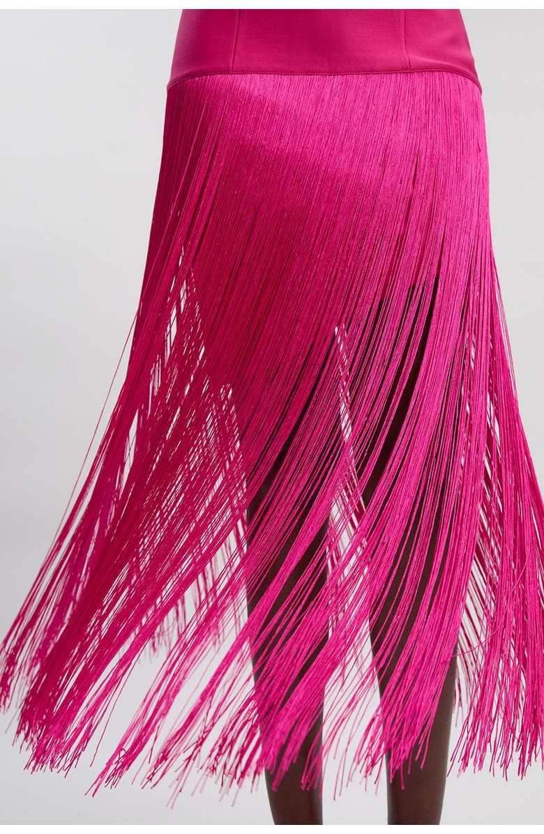 Karen Millen Form Fit Bandage Tassel Hem Mini Dress, Alternate, color, Pink