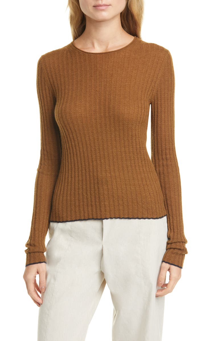 Vince Ribbed Cashmere Crewneck Sweater, Main, color, 