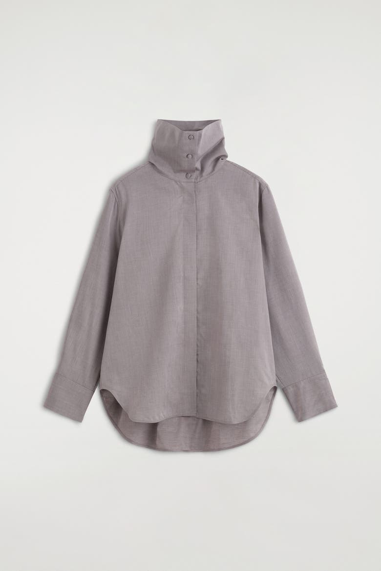 Mock-Neck Lyocell-Cotton Shirt, Alternate, color, MAUVE