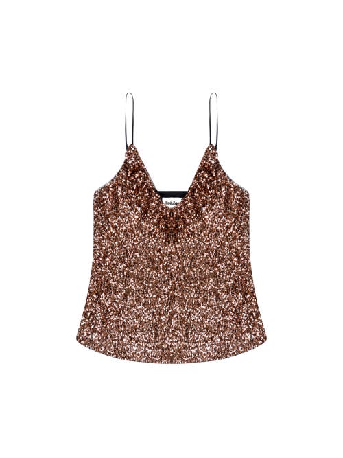 Ro&zo Sequin V-neck Cami In Brown