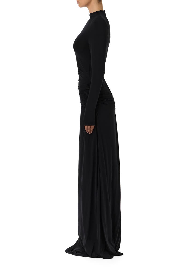 Funnel Neck Long Sleeve Dress, Alternate, color, BLACK