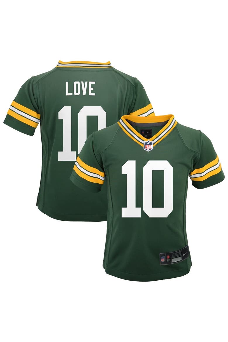 Preschool Nike Jordan Love Green Green Bay Packers Team Player Game Jersey, Main, color, Green