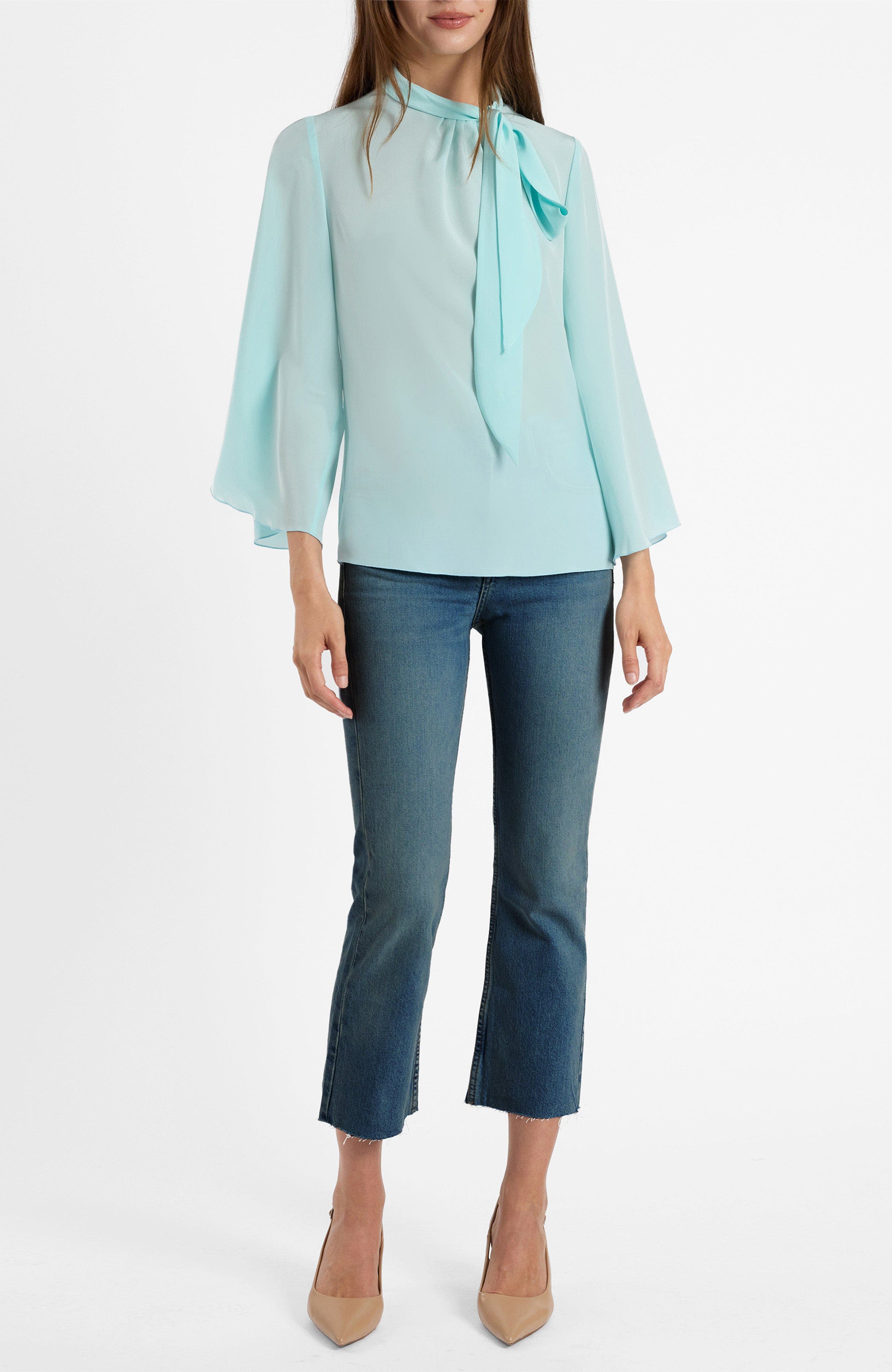 Lena Tie Neck Blouse in Silk Crepe De Chine - image 2