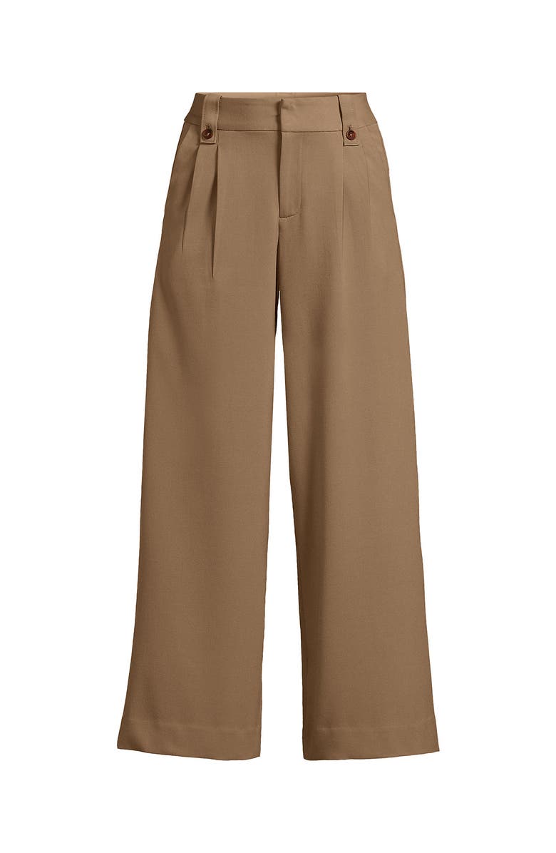 Lands' End Soft Polish High Rise Wide Leg Crop Pants, Alternate, color, Rich Camel