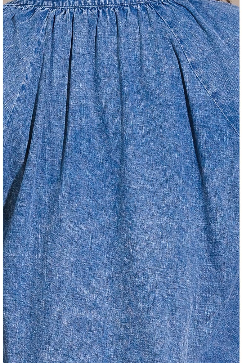 Long Sleeve Washed Denim Top, Alternate, color, MEDIUM INDIGO