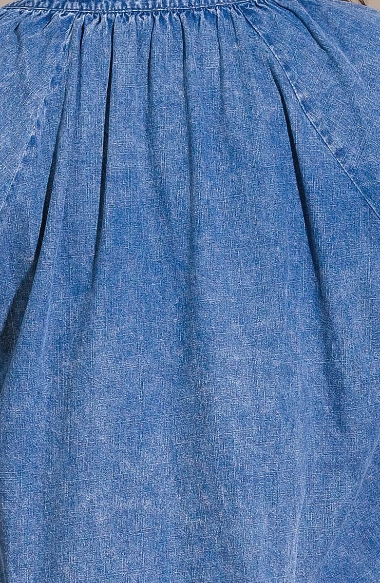 FLYING TOMATO Long Sleeve Washed Denim Top, Alternate, color, Medium Indigo