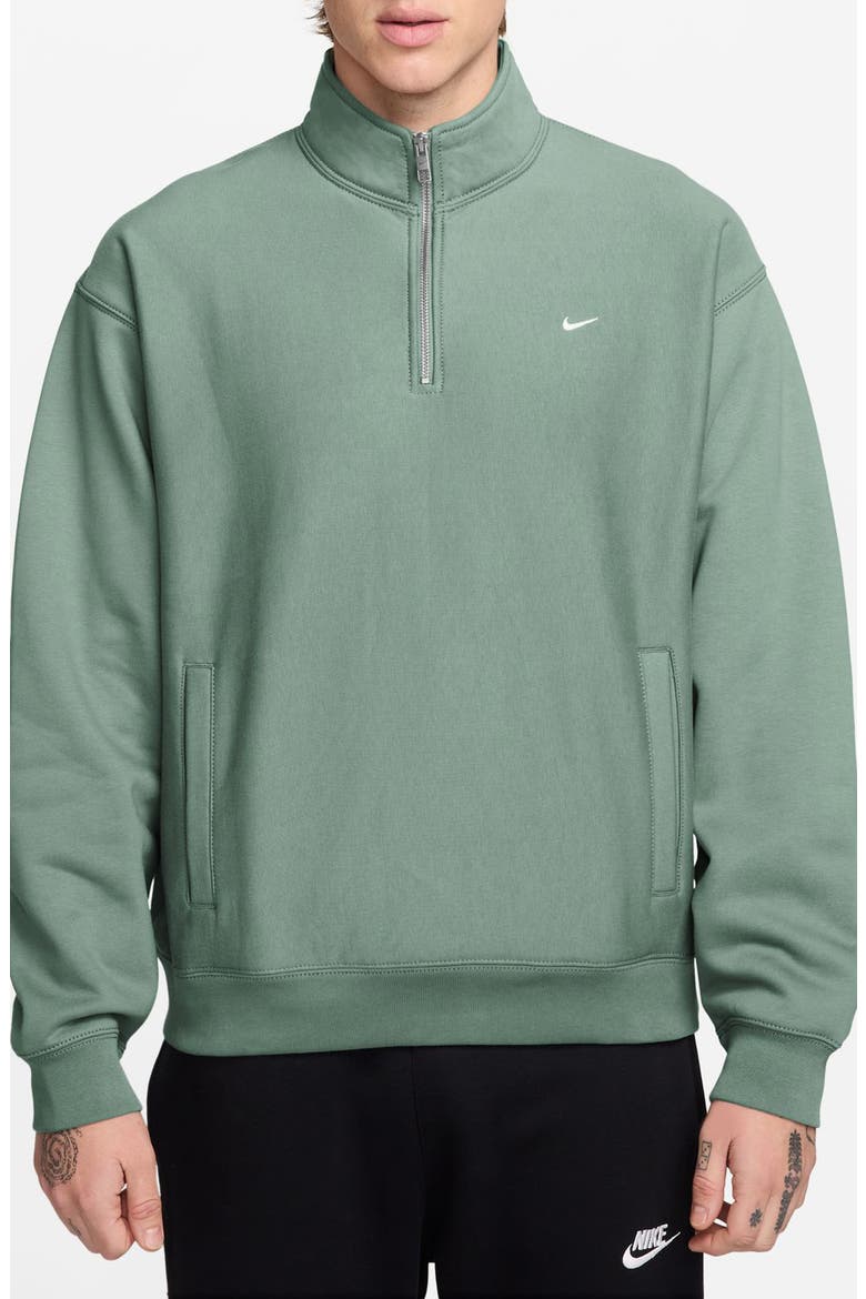 Solo Swoosh Fleece Quarter Zip Pullover, Main, color, STEAM/WHITE