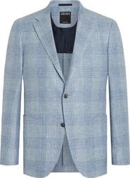 ZEGNA Crossover Plaid Linen, Wool & Silk Sport Coat