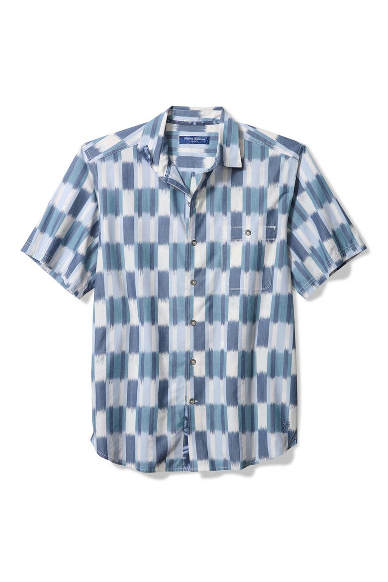 Tortola Villa Batik Short Sleeve Button-Up Shirt, Main, color, INDIGO TIDE
