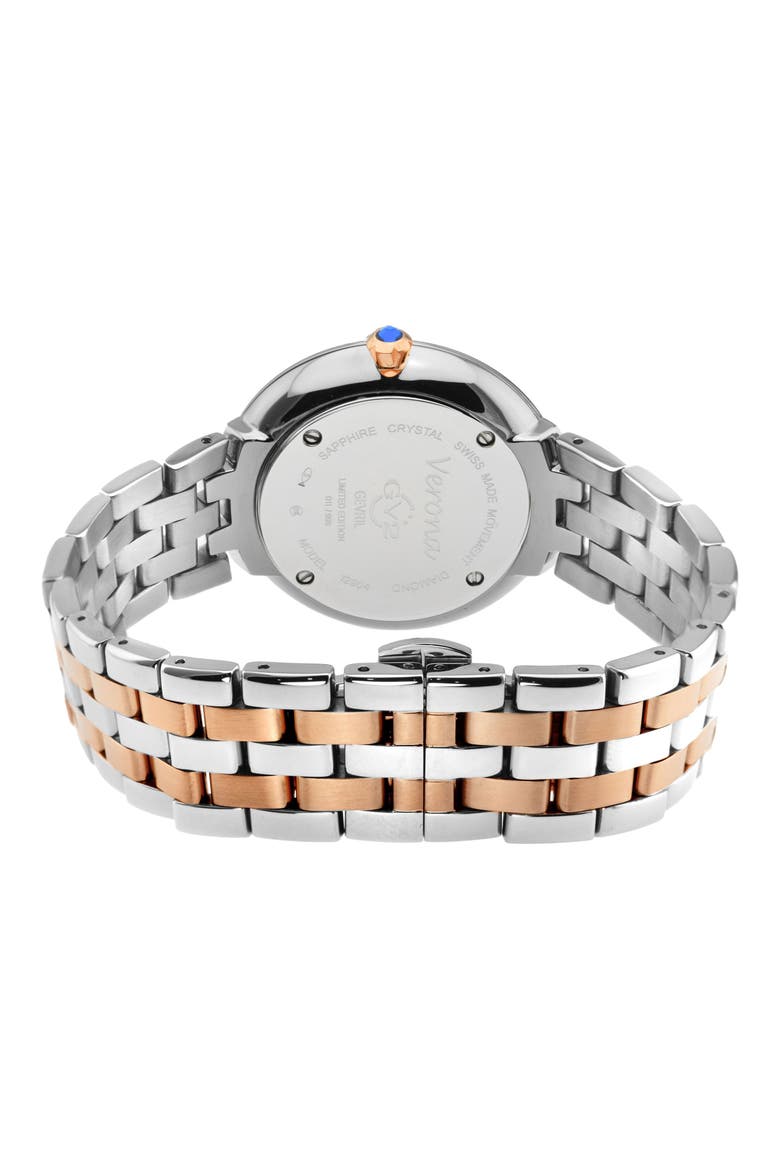 Verona Two-Tone Diamond Bracelet Watch, 37mm - 0.05 ctw., Alternate, color, TWO TONED SS/ IPYG