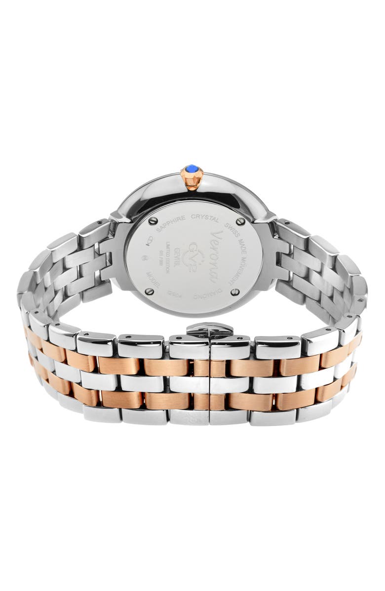 GV2 Verona Two-Tone Diamond Bracelet Watch, 37mm - 0.05 ctw., Alternate, color, Two Toned Ss/ Ipyg
