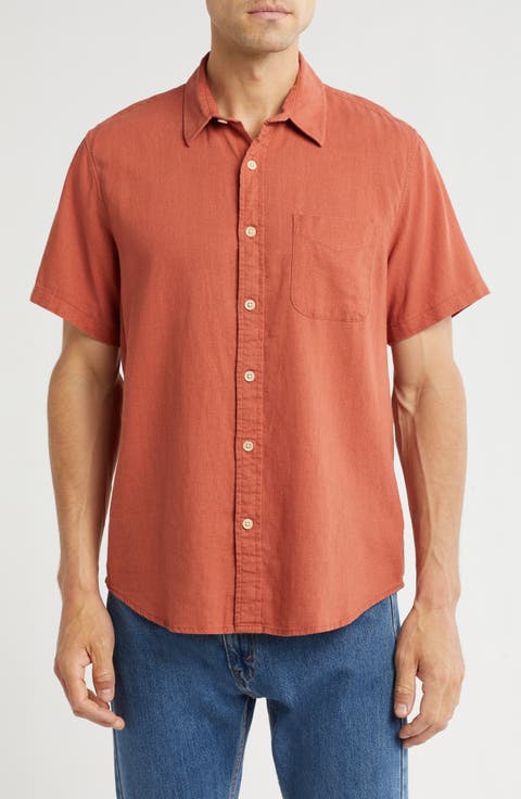 San Gabriel Short Sleeve Linen Blend Button-Up Shirt