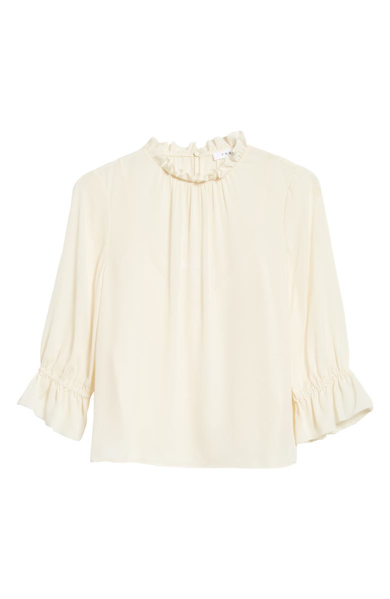FRAME Brooke Ruffle Trim Silk Top, Alternate, color, 