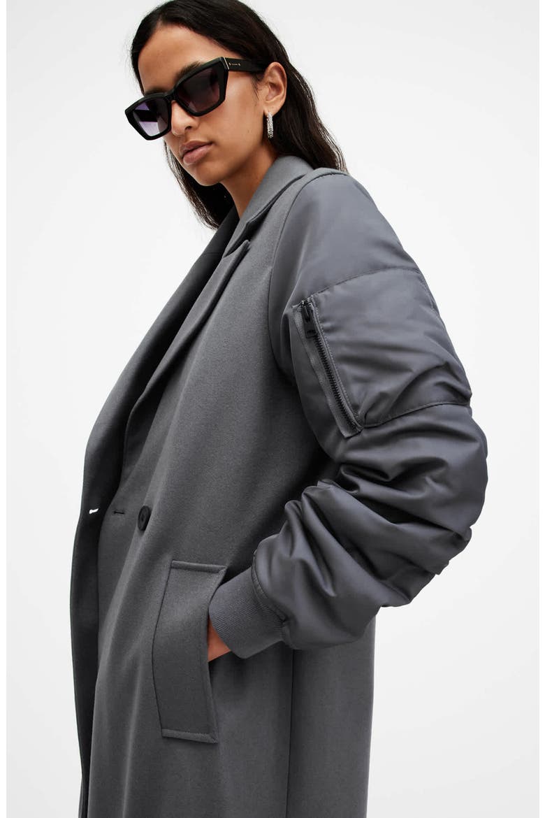 Paulah Mixed Media Wool Blend Coat, Alternate, color, EIFFEL GREY