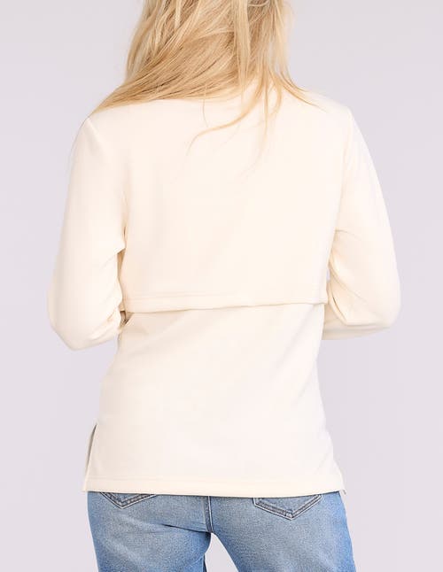 Motherhood Maternity Funnel Neck Pullover Nursing Sweatshirt In Neutral