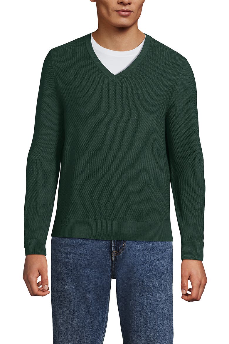 Long Sleeve Washable Merino Wool V Neck Sweater, Main, color, Dark Evergreen