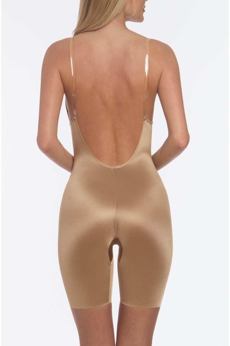 Unity U Plunge Low Back Thigh Shaping Bodysuit with Convertible Straps, Alternate, color, Mocha