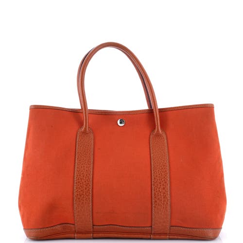 Pre-owned Hermes  Hermes Garden Party Tote Toile And Leather 36 In Orange