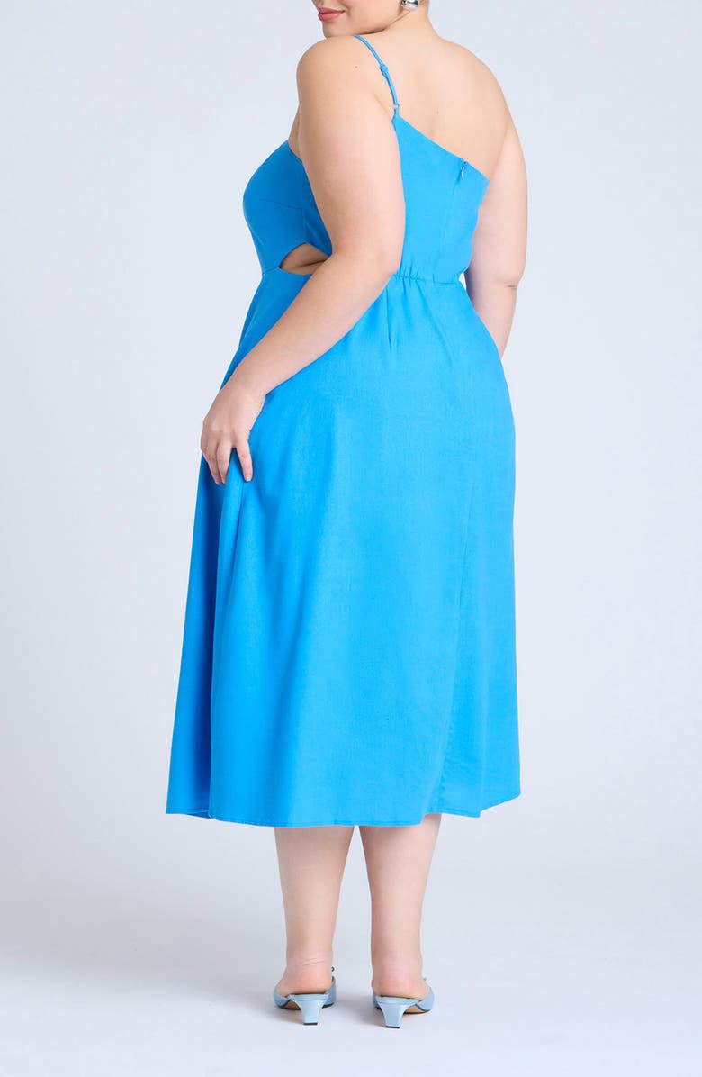 ELOQUII Flower Appliqué One-Shoulder Fit & Flare Dress, Alternate, color, 