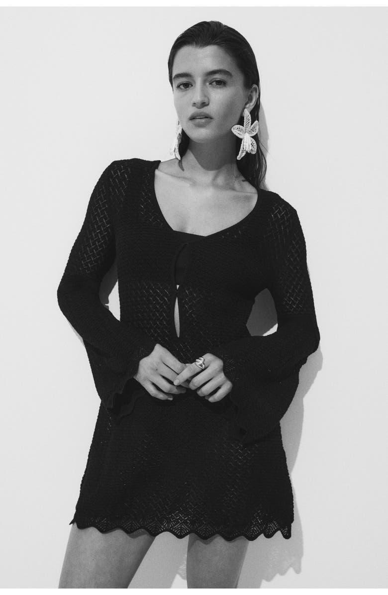H&M Pointelle-knit beach dress, Main, color, Black