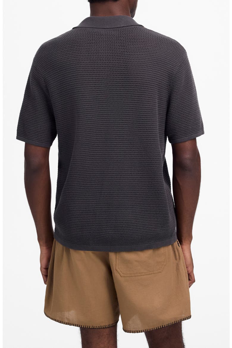 Short Sleeve Open Stitch Cotton Button-Up Shirt, Alternate, color, SOFT CHARCOAL
