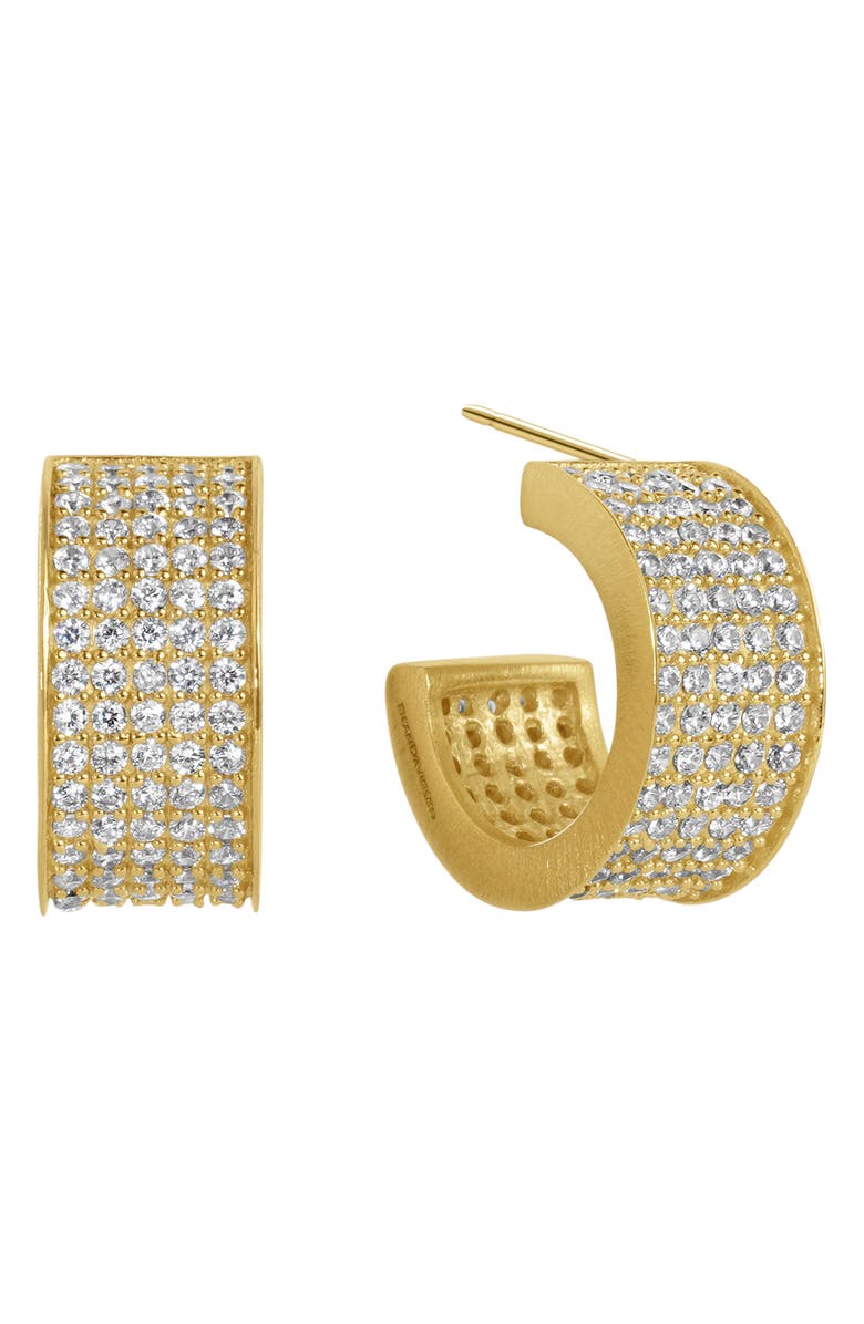 Dean Davidson Petit Pavé Thick Huggie Earrings, Main, color, White Topaz/ Gold
