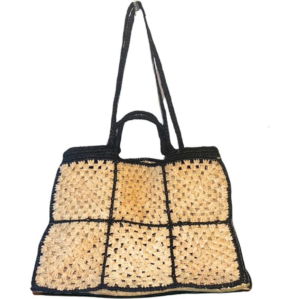 Zanatany Concepts Carrey Raffia Tote Bag In Black