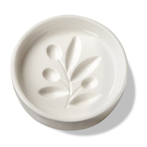 Olive Branch Oil & Vinegar Dipping Dish White Earthenware Everyday