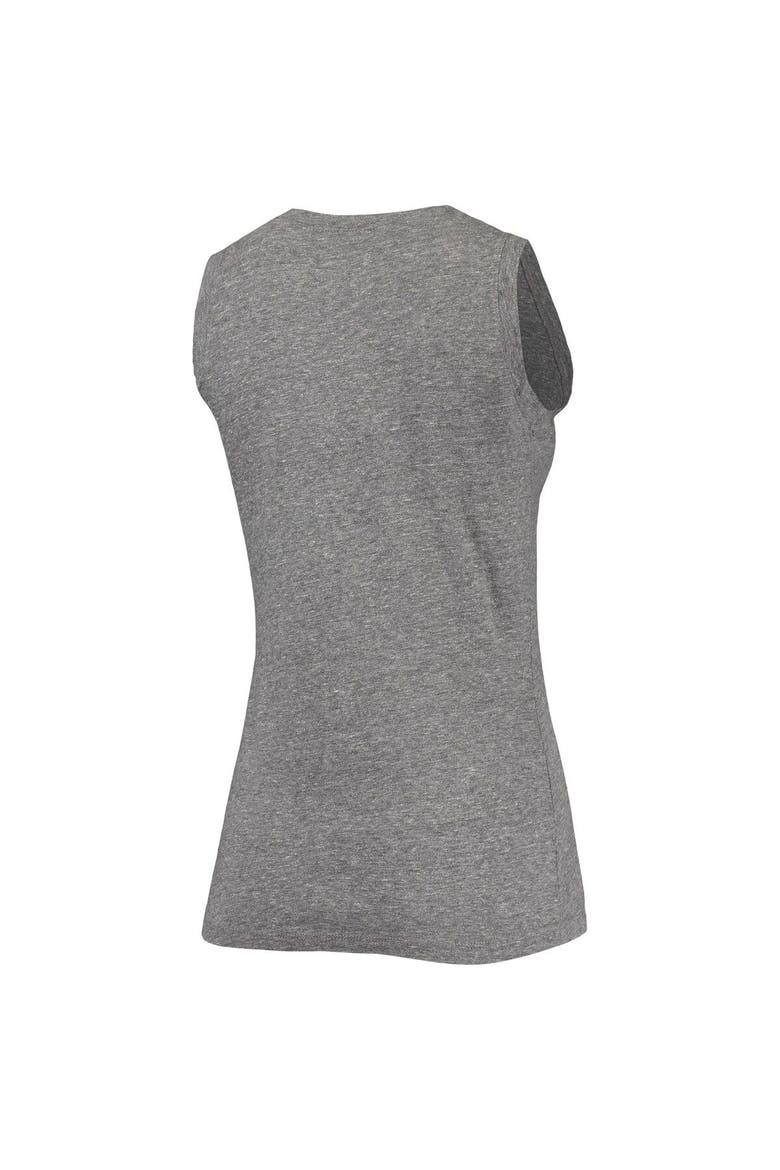 Women's Original Retro Brand Heathered Gray Arkansas Razorbacks Relaxed Henley Tri-Blend V-Neck Logo Tank Top, Alternate, color, Heather Gray
