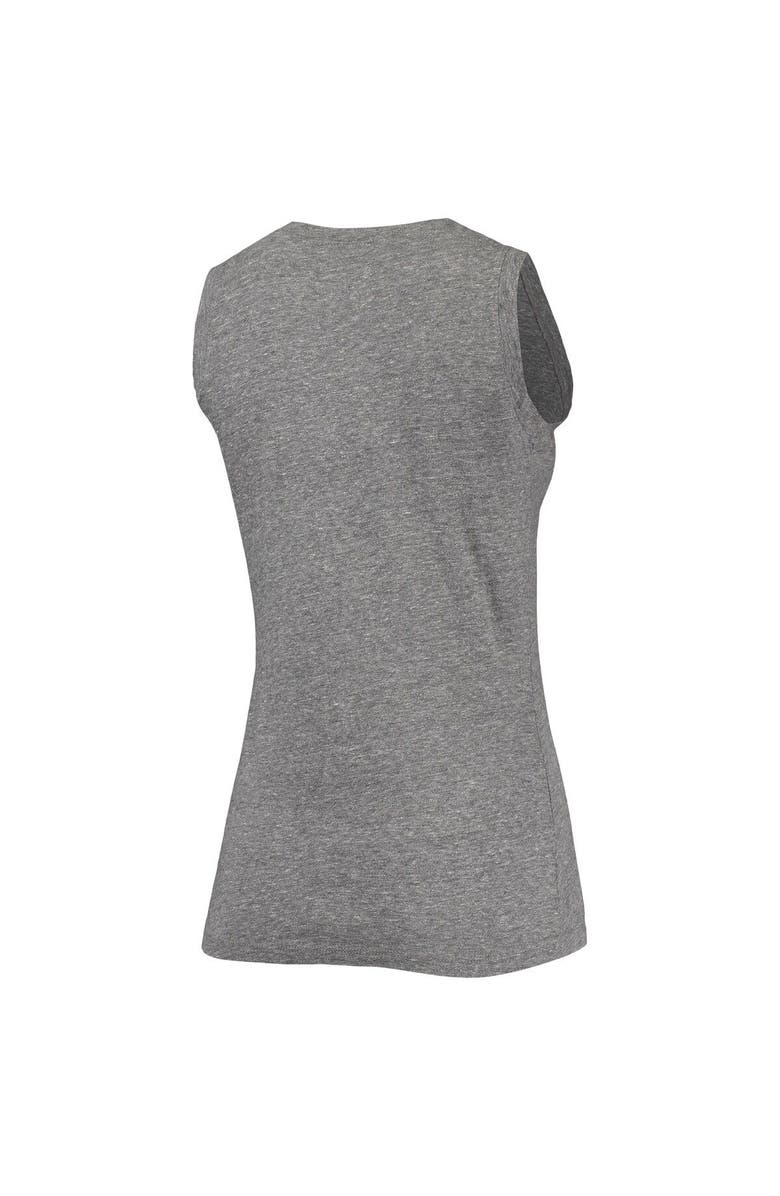 Retro Brand Women's Original Retro Brand Heathered Gray Arkansas Razorbacks Relaxed Henley Tri-Blend V-Neck Logo Tank Top, Alternate, color, Heather Gray