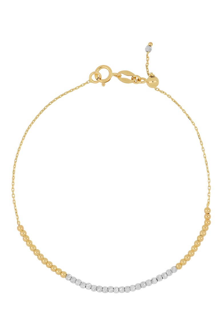 14K Gold Beaded Chain Bracelet, Main, color, 14K WHITE YELLOW GOLD