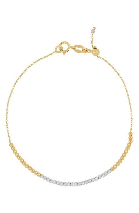 14K Gold Beaded Chain Bracelet