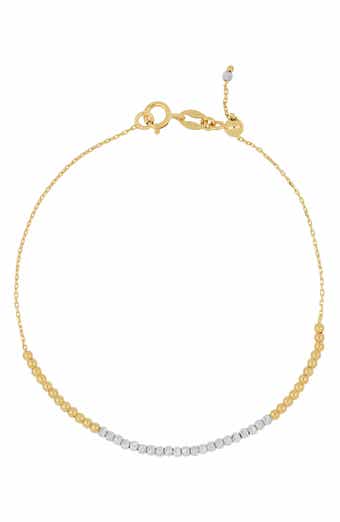 14K Gold Beaded Chain Bracelet