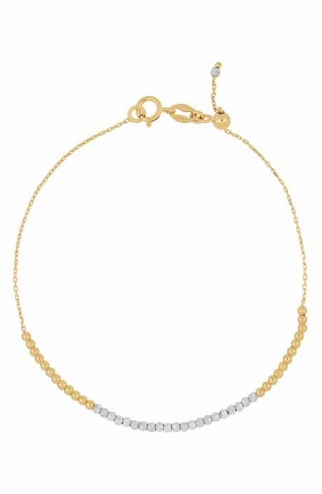 14K Gold Beaded Chain Bracelet