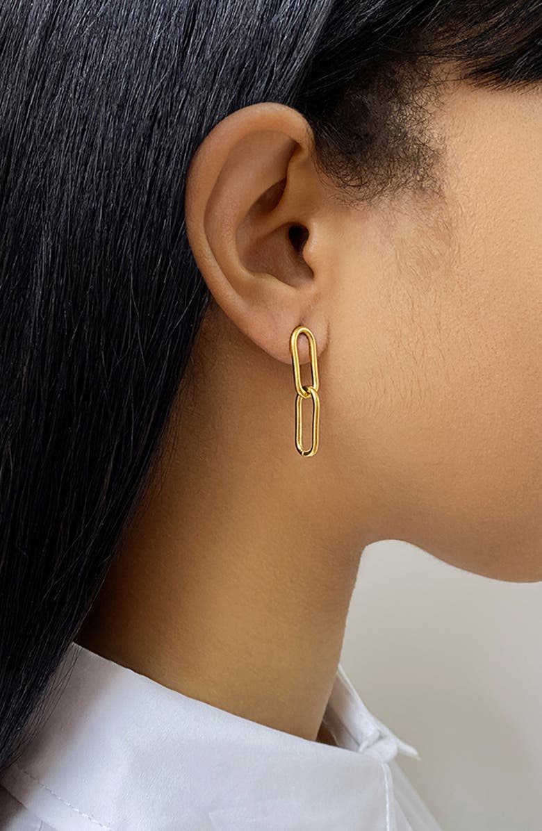 Adornia Water Resistant Paperclip Chain Drop Earrings, Alternate, color, Yellow