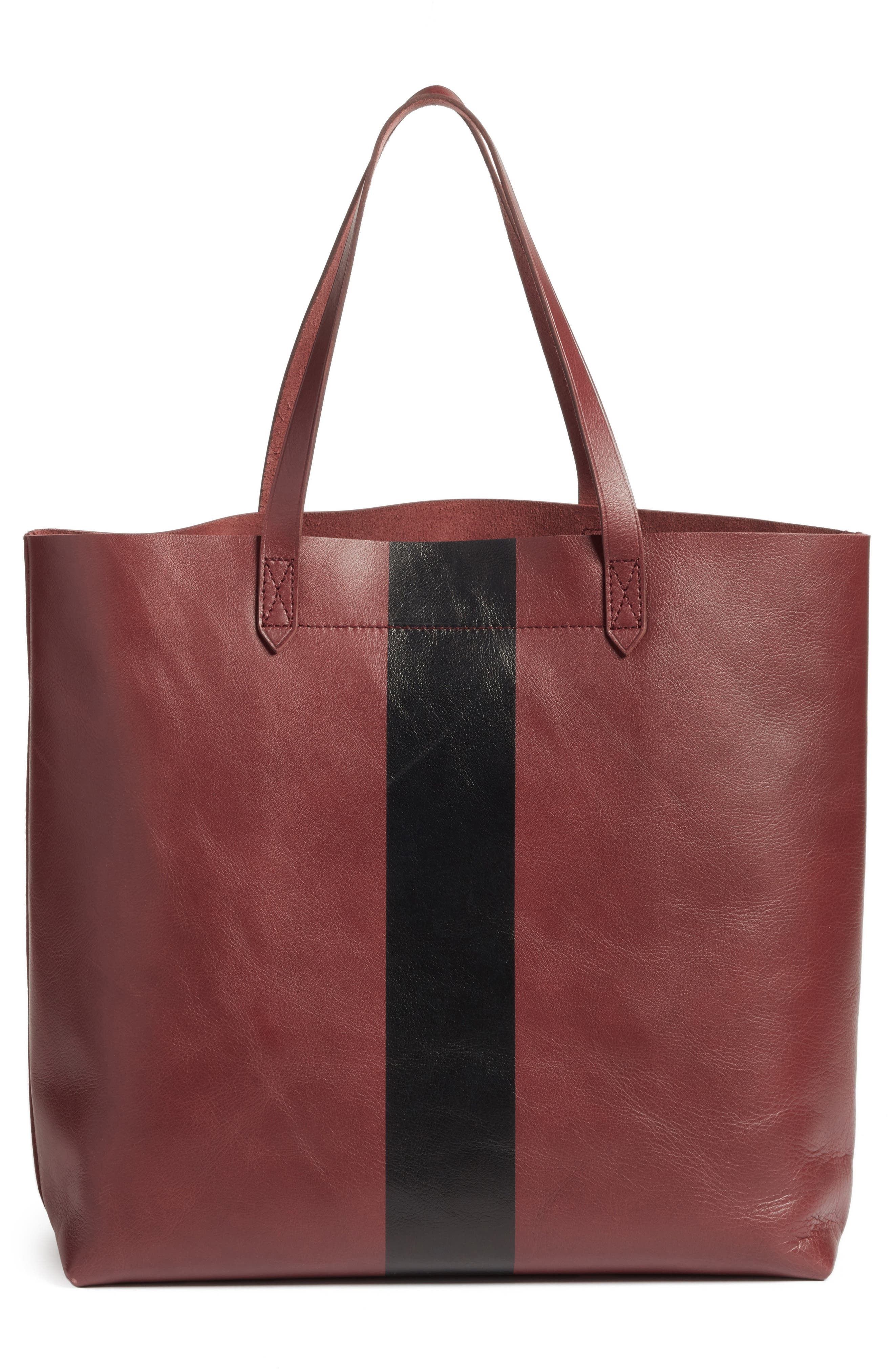 Paint Stripe Transport Leather Tote, Alternate, color, DARK CABERNET STRIPE