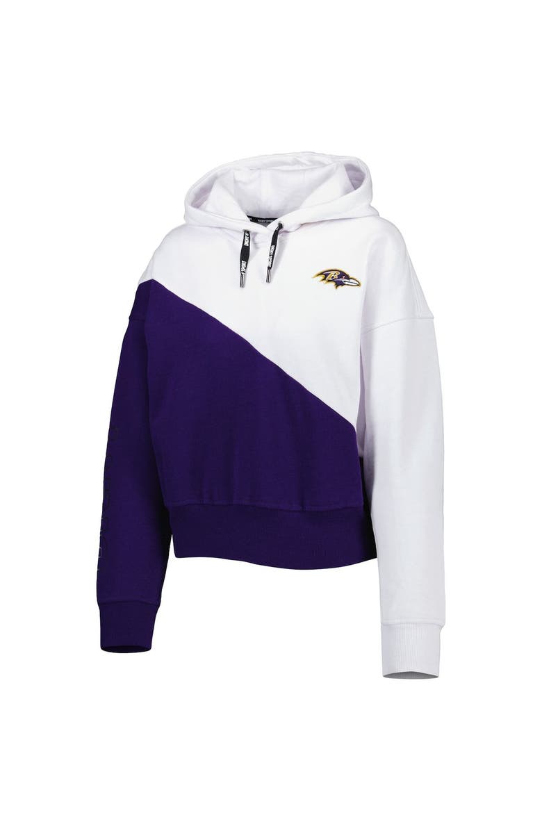 DKNY SPORT Women's DKNY Sport White/Purple Baltimore Ravens Bobbi Color Blocked Pullover Hoodie, Alternate, color, White