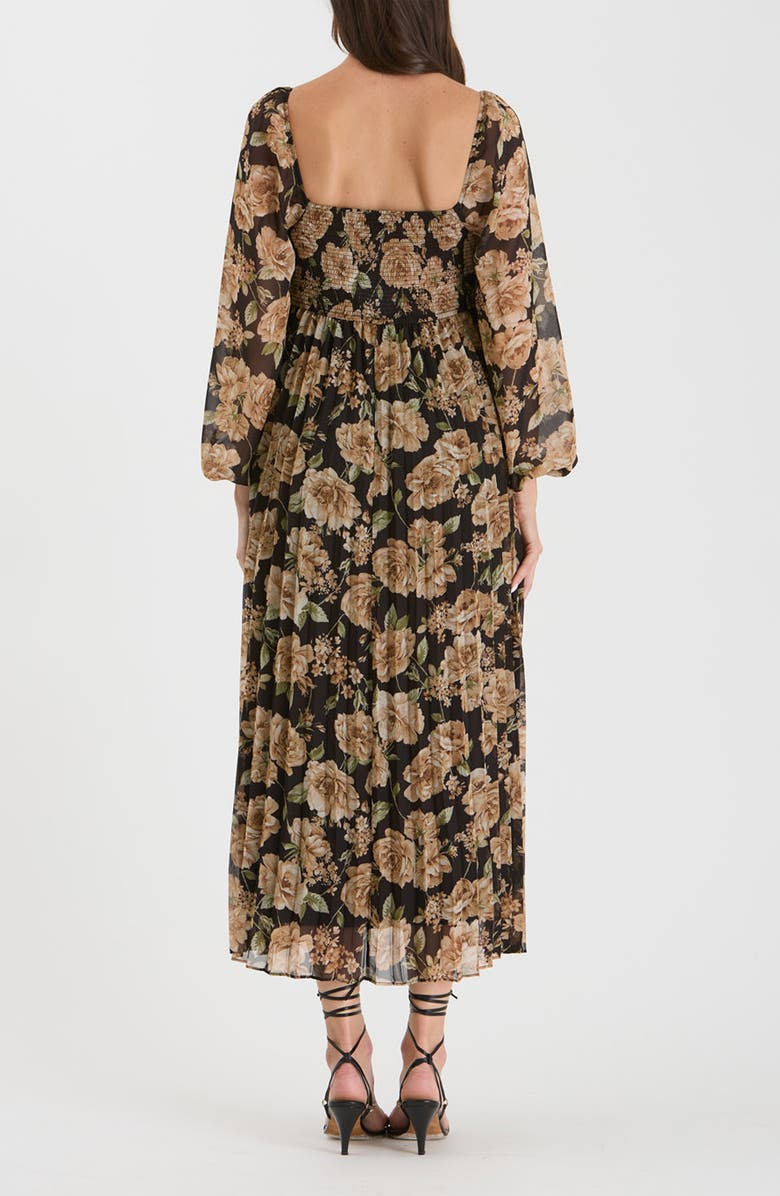 AUGUST SKY Floral Long Sleeve Empire Waist Maxi Dress, Alternate, color, Black Multi