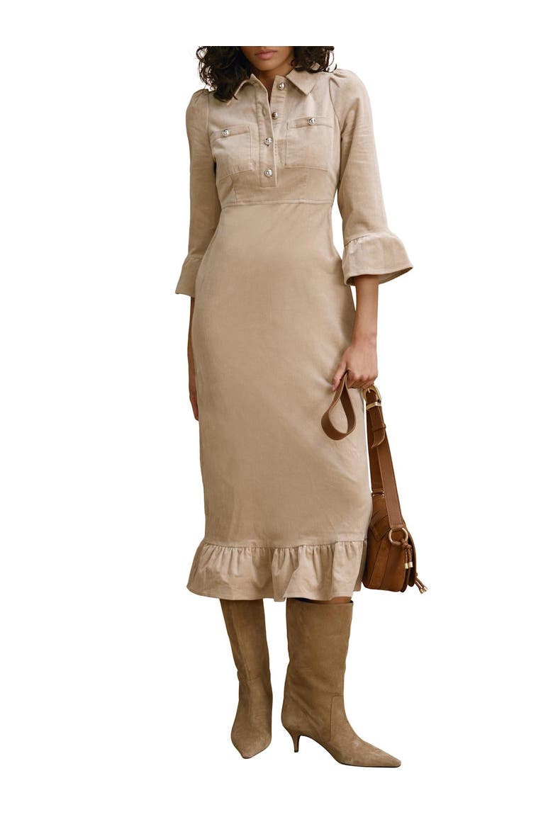 Corduroy Midi Dress, Main, color, Neutral