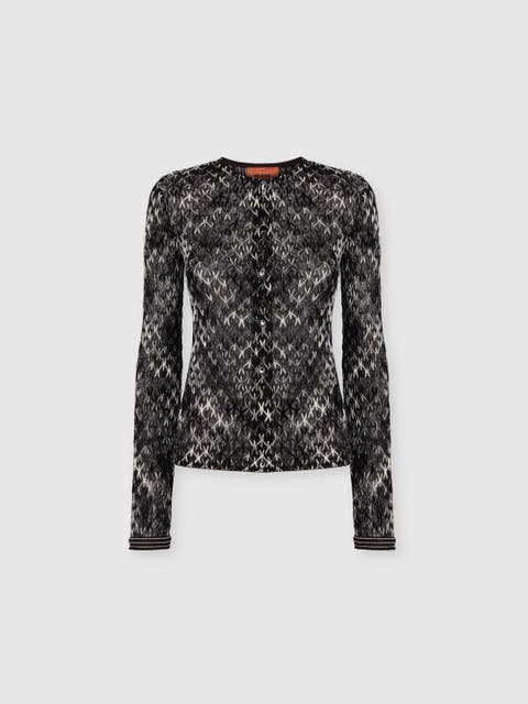 Slim Crew Neck Cardigan In Flame Lace