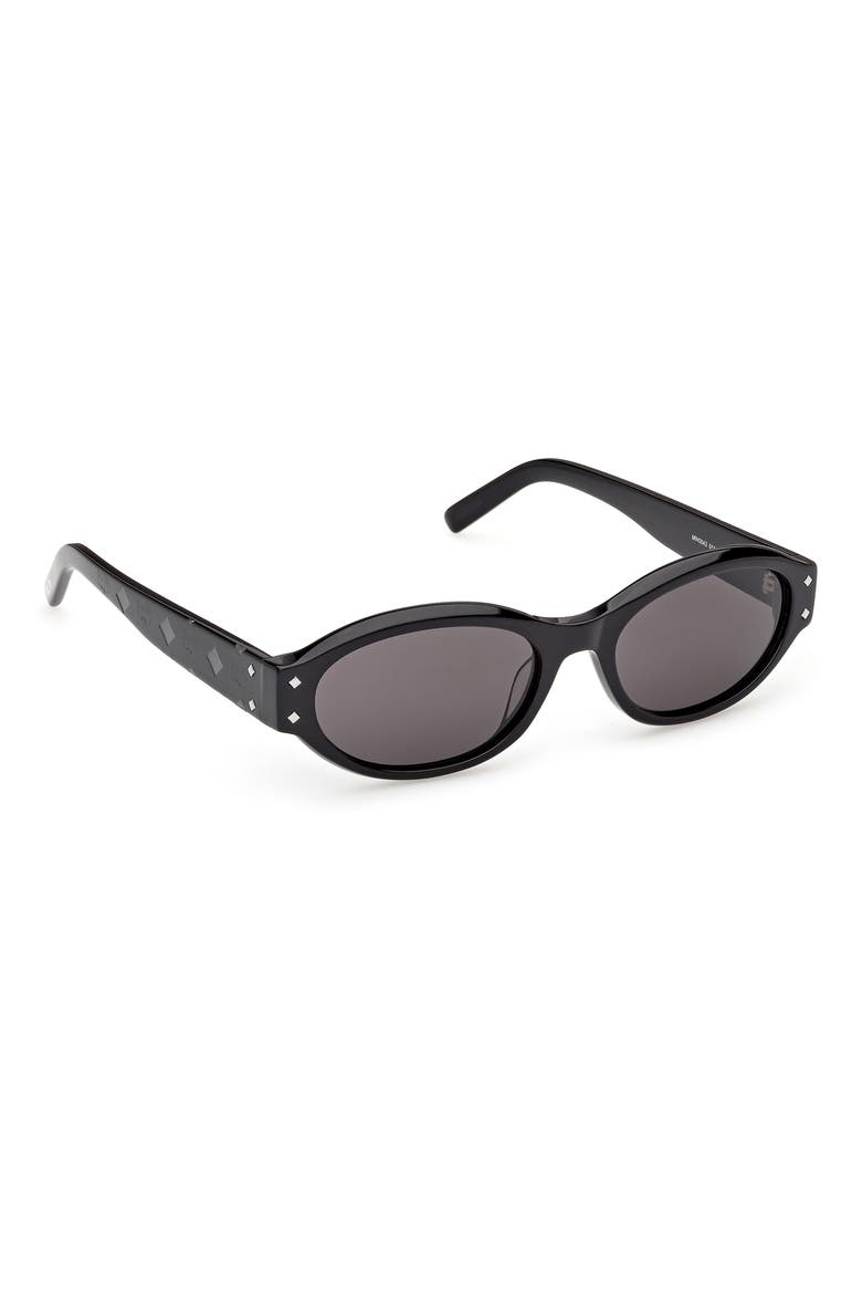 55mm Oval Sunglasses, Alternate, color, BLACK / CLASSICAL SMOKE
