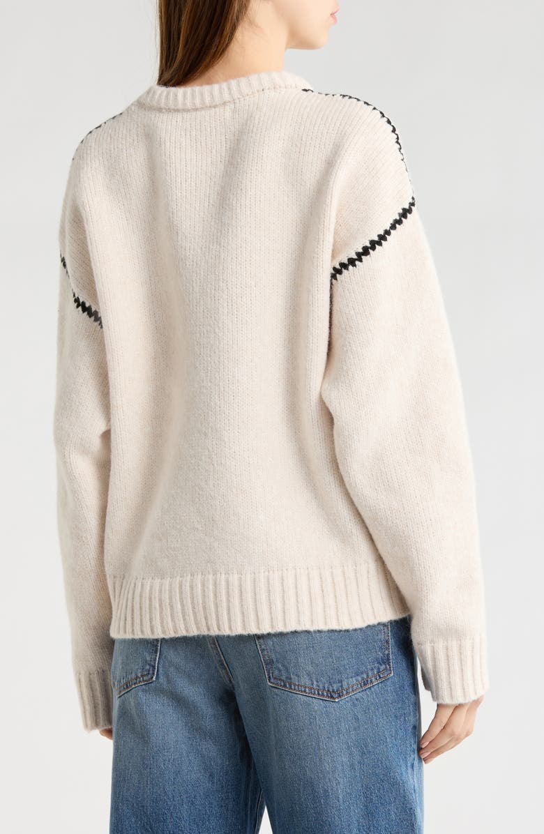 Elodie Stitched Sweater, Alternate, color, Beige