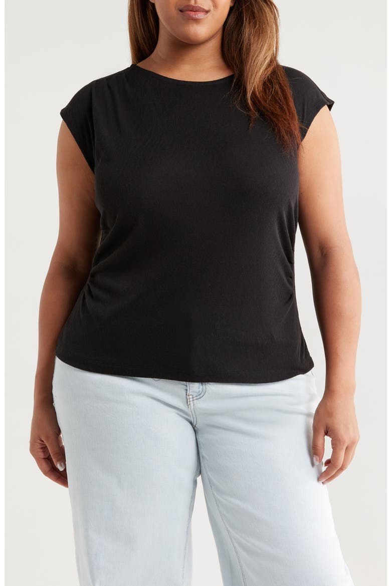 Cap Sleeve Top, Main, color, BLACK